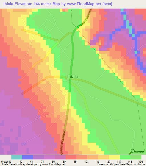 Ihiala,Nigeria Elevation Map