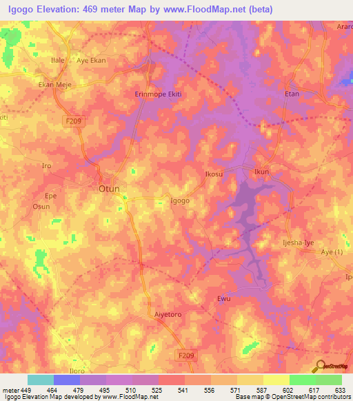 Igogo,Nigeria Elevation Map