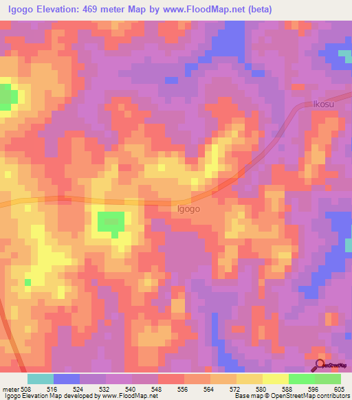 Igogo,Nigeria Elevation Map