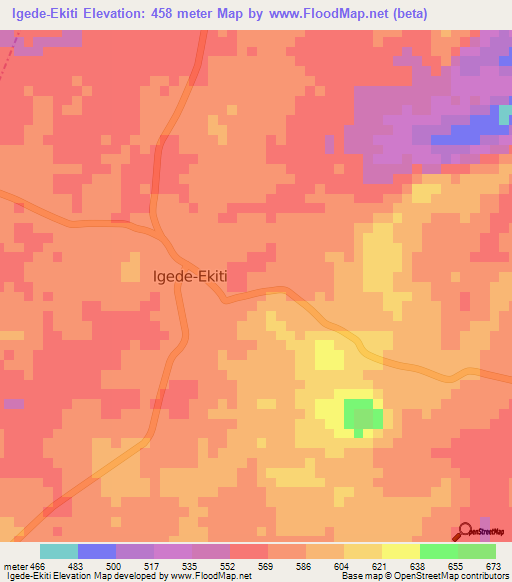 Igede-Ekiti,Nigeria Elevation Map