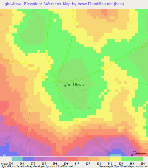 Igbo-Ukwu,Nigeria Elevation Map