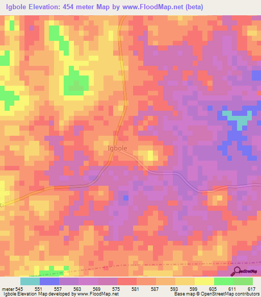 Igbole,Nigeria Elevation Map