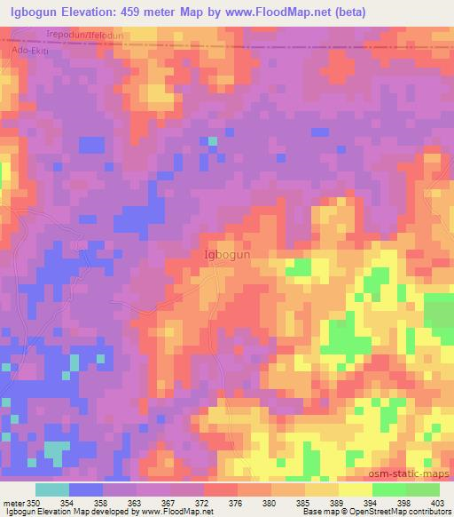 Igbogun,Nigeria Elevation Map