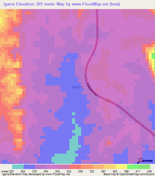 Igarra,Nigeria Elevation Map