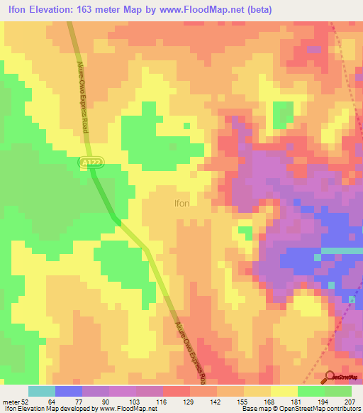 Ifon,Nigeria Elevation Map