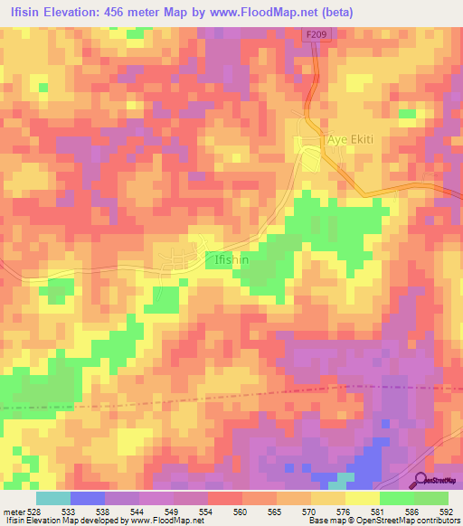 Ifisin,Nigeria Elevation Map