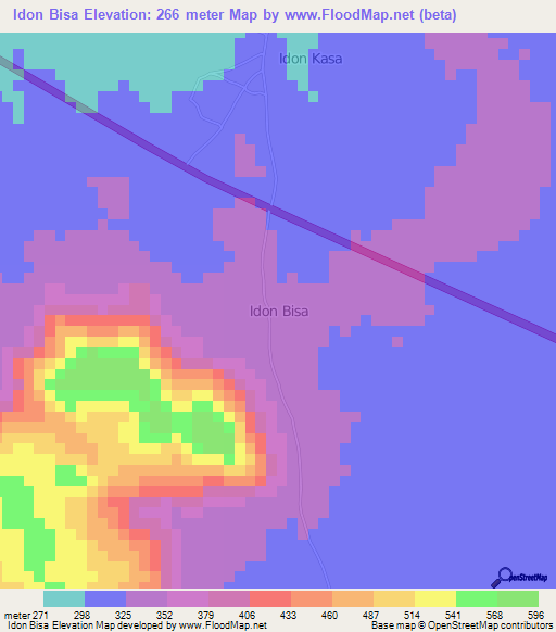 Idon Bisa,Nigeria Elevation Map