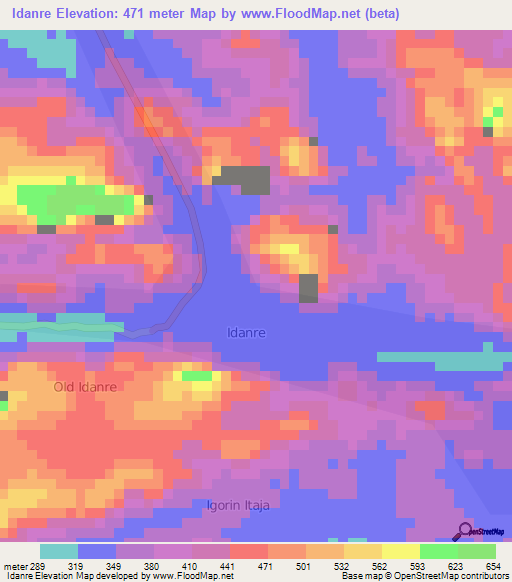 Idanre,Nigeria Elevation Map