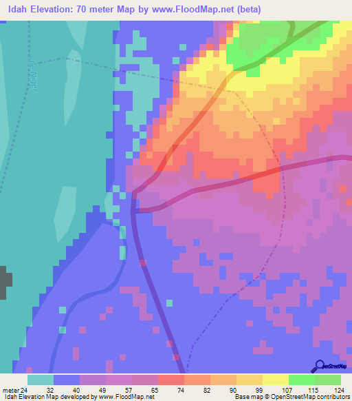 Idah,Nigeria Elevation Map