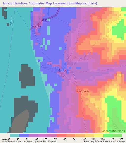 Icheu,Nigeria Elevation Map