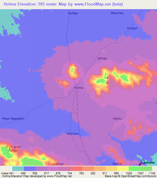 Holma,Nigeria Elevation Map