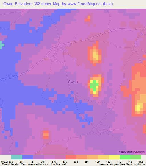 Gwau,Nigeria Elevation Map