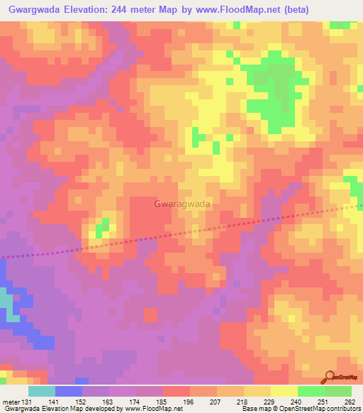 Gwargwada,Nigeria Elevation Map