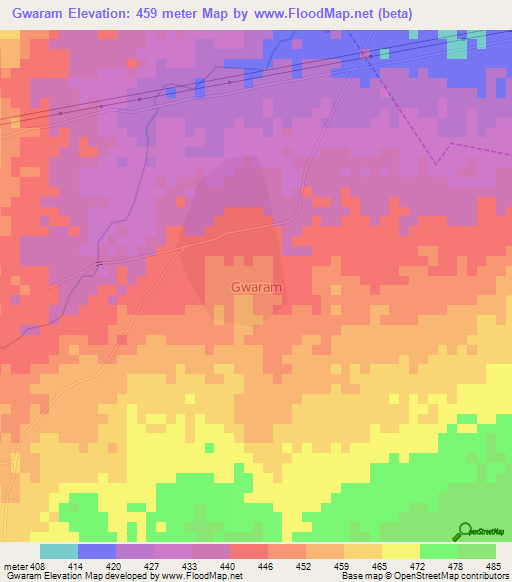 Gwaram,Nigeria Elevation Map