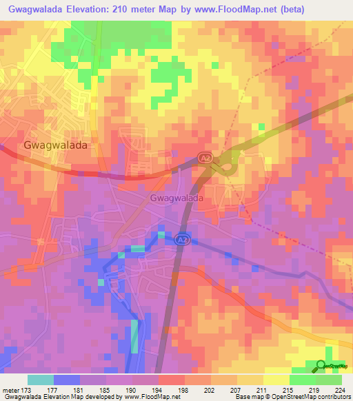 Gwagwalada,Nigeria Elevation Map