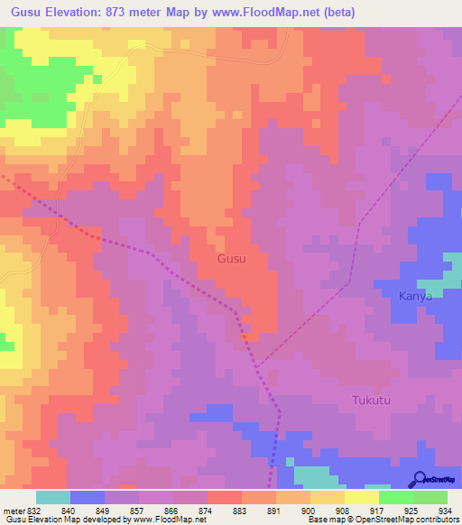 Gusu,Nigeria Elevation Map