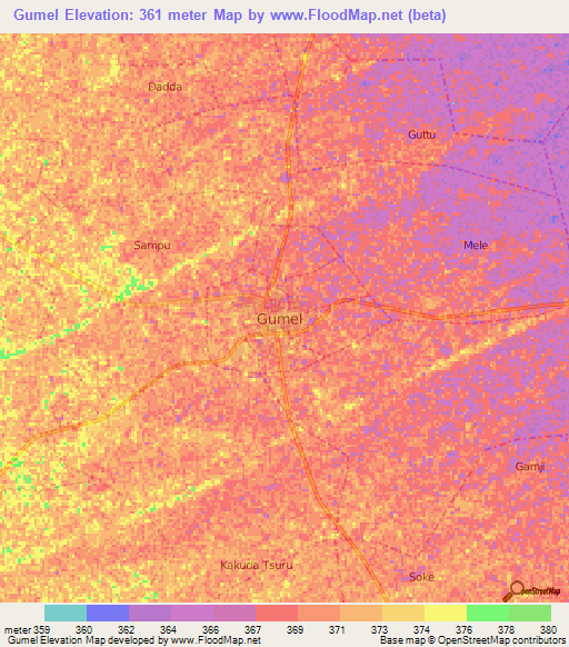 Gumel,Nigeria Elevation Map