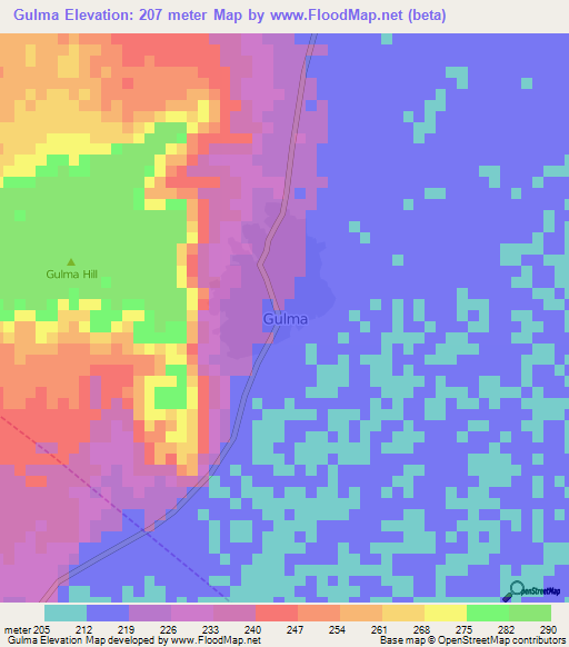 Gulma,Nigeria Elevation Map