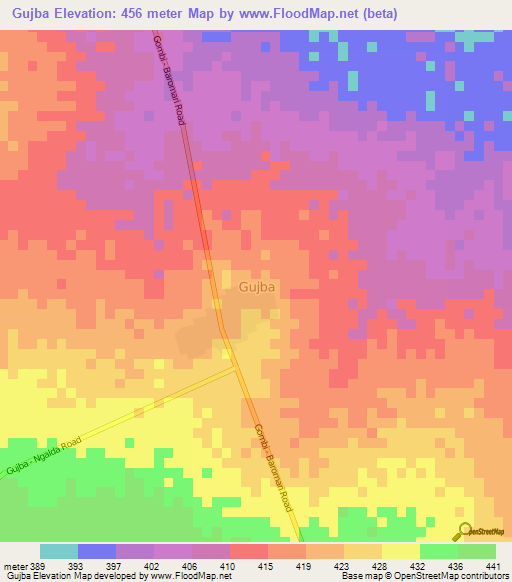 Gujba,Nigeria Elevation Map