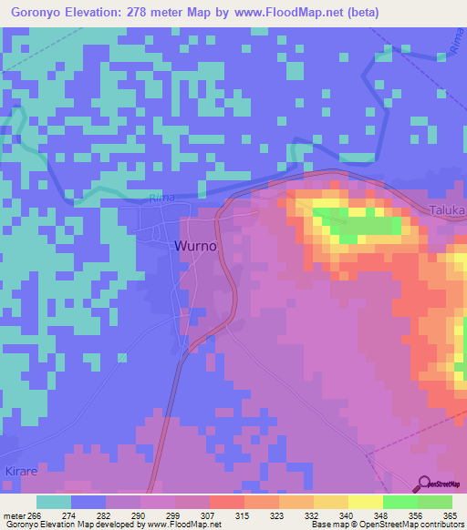 Goronyo,Nigeria Elevation Map