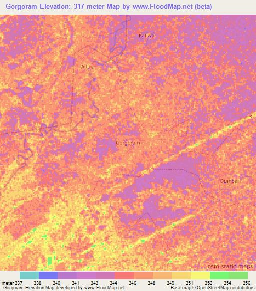 Gorgoram,Nigeria Elevation Map