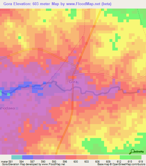 Gora,Nigeria Elevation Map