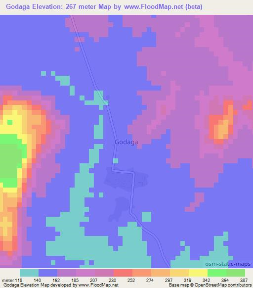 Godaga,Nigeria Elevation Map