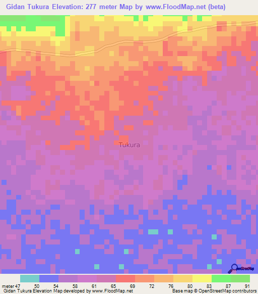 Gidan Tukura,Nigeria Elevation Map