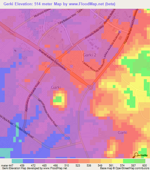 Gerki,Nigeria Elevation Map