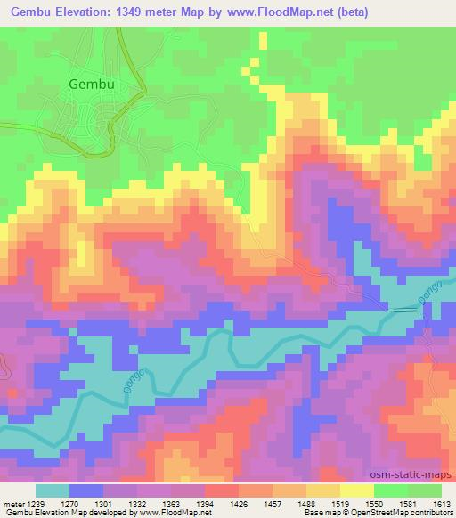 Gembu,Nigeria Elevation Map