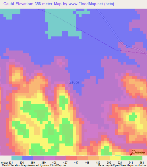 Gaubi,Nigeria Elevation Map