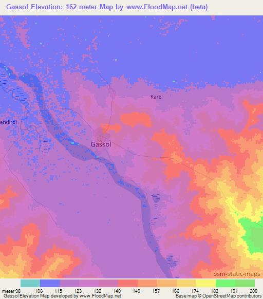 Gassol,Nigeria Elevation Map