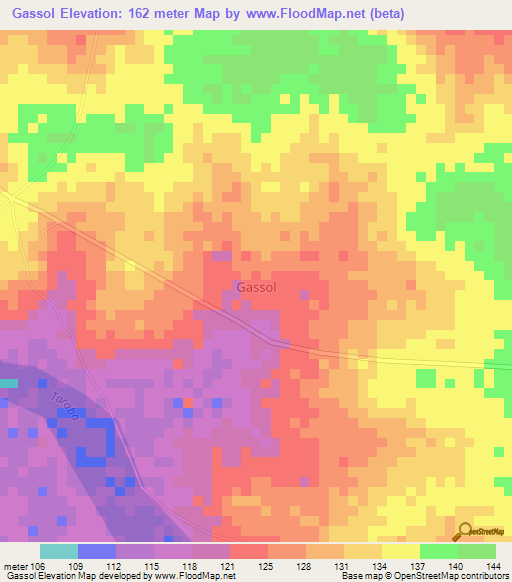 Gassol,Nigeria Elevation Map