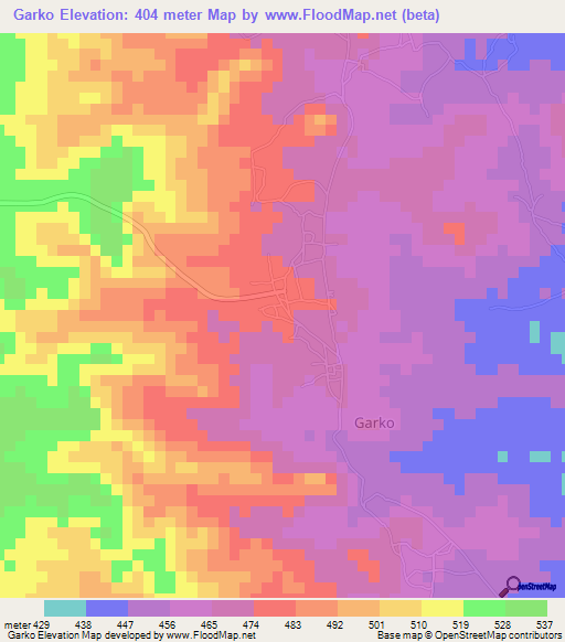 Garko,Nigeria Elevation Map