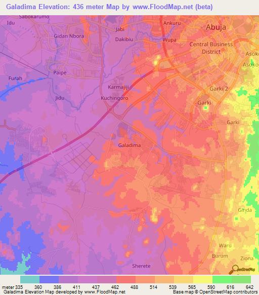 Galadima,Nigeria Elevation Map