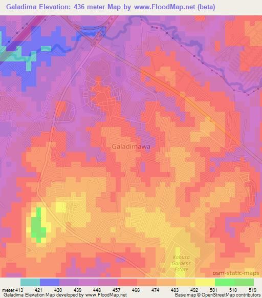 Galadima,Nigeria Elevation Map