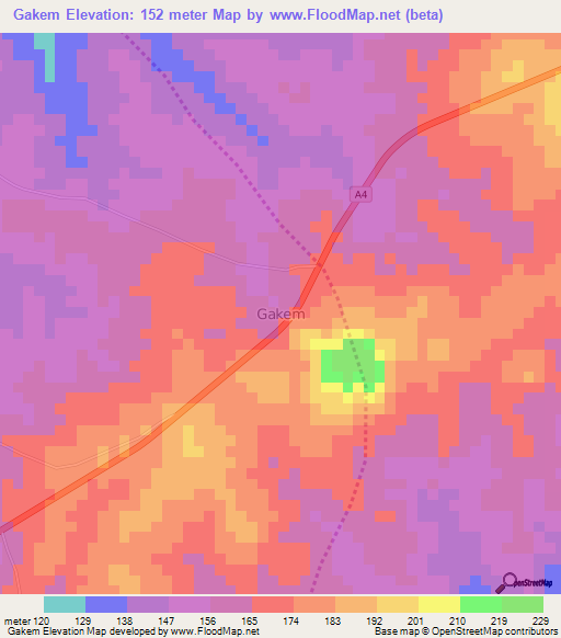 Gakem,Nigeria Elevation Map