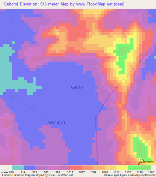 Gabami,Nigeria Elevation Map