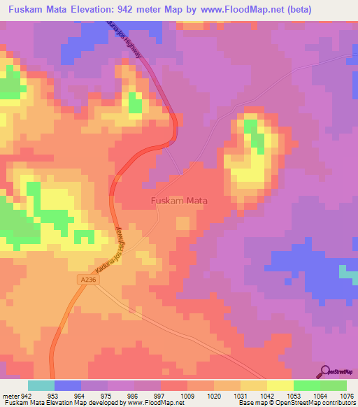 Fuskam Mata,Nigeria Elevation Map