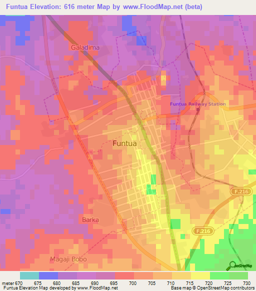 Funtua,Nigeria Elevation Map