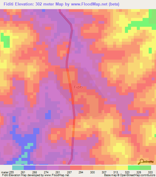 Fiditi,Nigeria Elevation Map