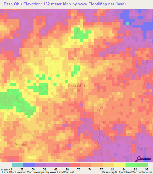 Ezza Ohu,Nigeria Elevation Map