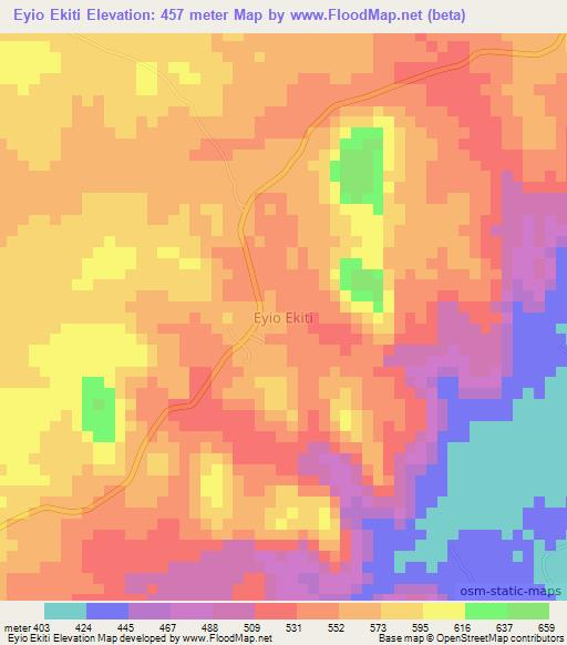 Eyio Ekiti,Nigeria Elevation Map