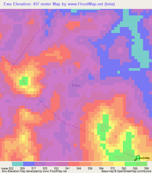 Ewu,Nigeria Elevation Map