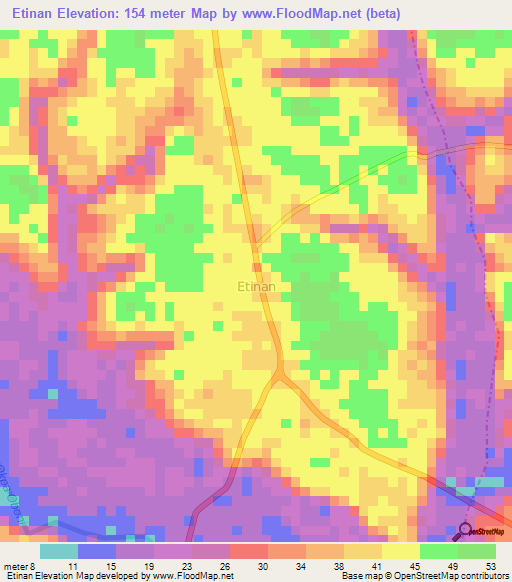 Etinan,Nigeria Elevation Map