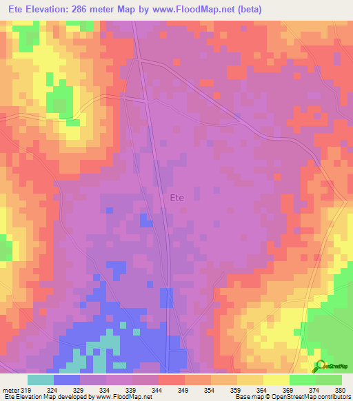 Ete,Nigeria Elevation Map