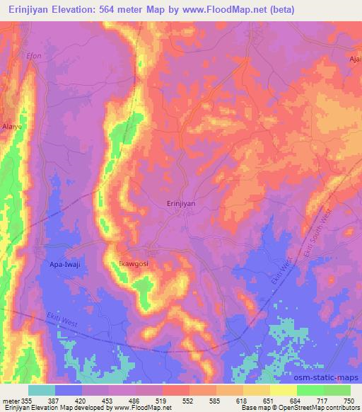 Erinjiyan,Nigeria Elevation Map