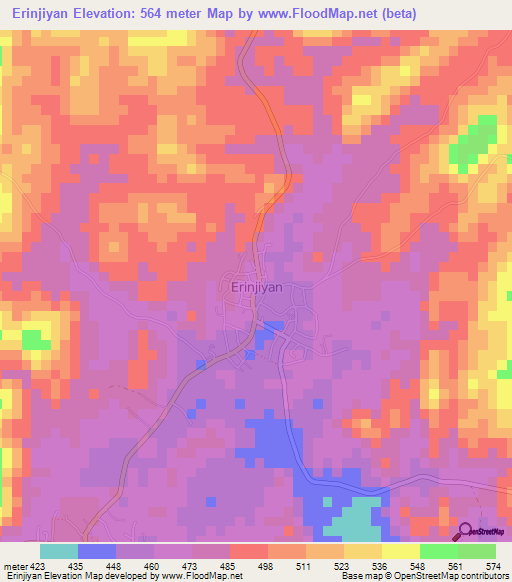 Erinjiyan,Nigeria Elevation Map