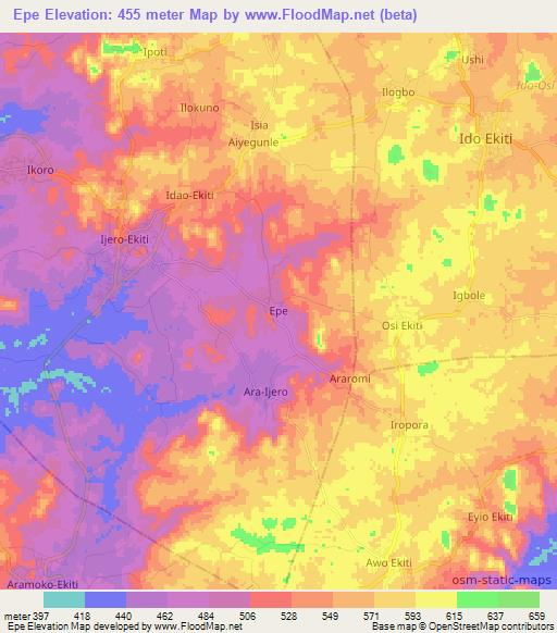 Epe,Nigeria Elevation Map