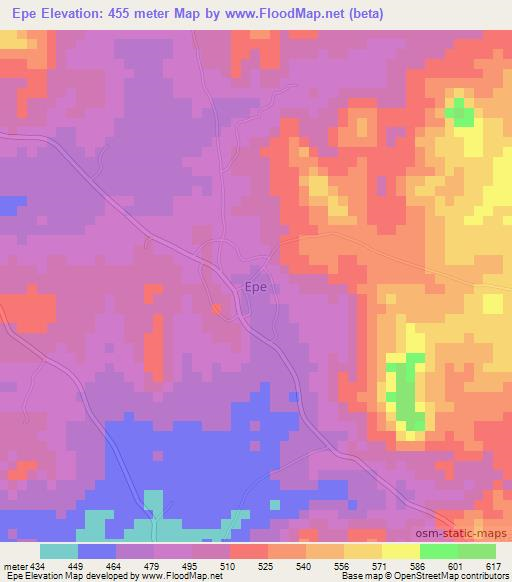 Epe,Nigeria Elevation Map